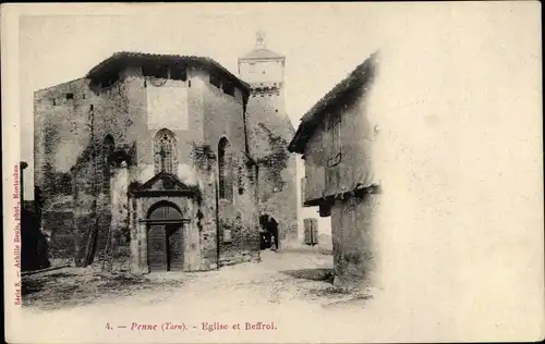 Ak Penne Tarn, Eglise et Beffroi