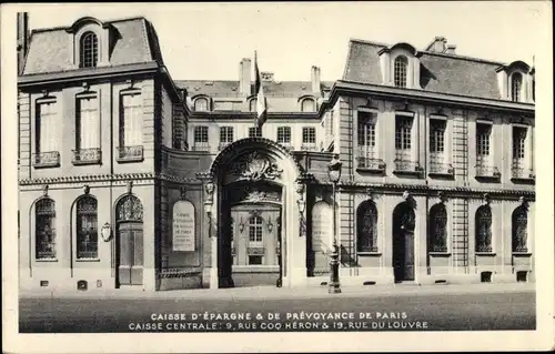 Ak Paris I., Caisse d'Epargne et de Prevoyance, Rue Coq Heron