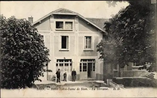 Ak Sion Lothringen Meurthe et Moselle, Hotel Notre Dame de Sion, Terrasse