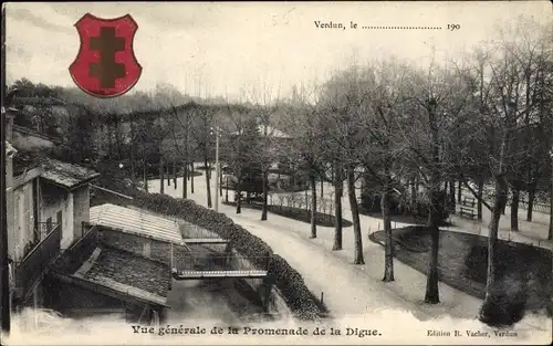 Wappen Ak Verdun Lothringen Meuse, Vue generale de la Promenade de la Digue