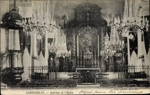 Ak Courtenay Loiret, Interieur de l'Eglise