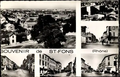 Ak St Fons Rhône, vue partielle de lieu, rues