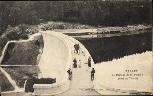 Ak Tarare Rhône, Le Barrage de la Rudine, côté de Tarare, gens