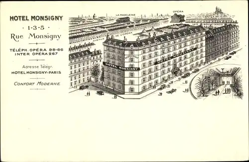 Künstler Ak Paris II. Arrondissement Bourse, Hotel Monsigny, Rue Monsigny, Saal