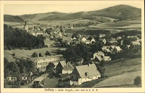 Ak Geising Altenberg Erzgebirge, Stadtpanorama, Glockenturm, Landschaftsblick