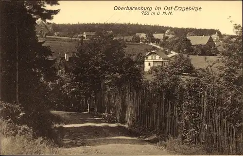 Ak Oberbärenburg Altenberg im Osterzgebirge, Teilansicht vom Ort, Wald