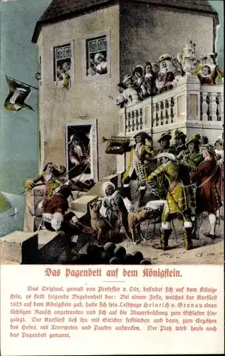 Künstler Ak von Oer, Professor, Königstein an der Elbe, Das Pagenbett auf dem Königstein