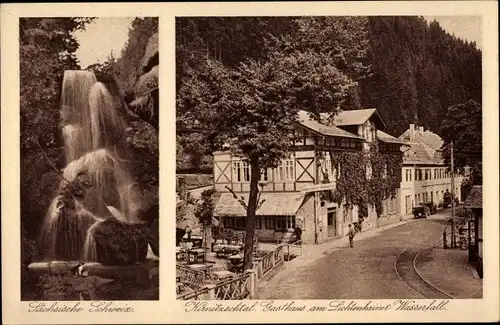 Ak Lichtenhain Sebnitz in Sachsen, Lichtenhainer Wasserfall, Kirnitzschtal Gasthaus