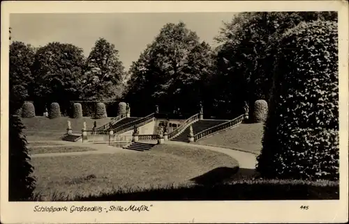 Ak Großsedlitz Heidenau in Sachsen, Partie im Schlossgarten, Stille Musik, Freitreppe