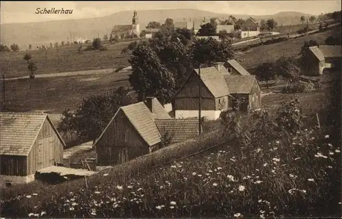 Ak Schellerhau Altenberg im Erzgebirge, Blick auf den Ort mit Umgebung