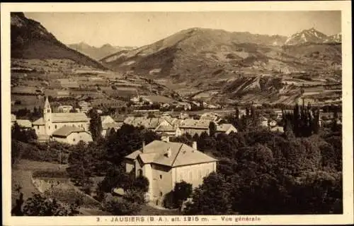 Ak Jausiers Alpes de Haute Provence, Vue Generale