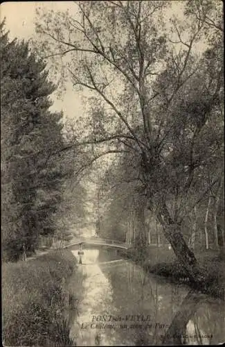 Ak Pont de Veyle Ain, Le Chateau, un coin du Parc, pont