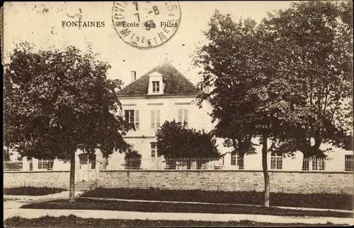 Ak Fontaines Saône et Loire, Ecole des Filles, Mädchenschule