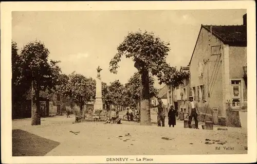 Ak Dennevy Saône et Loire, La Place, Denkmal