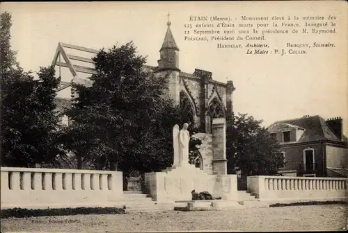 Ak Étain Lothringen Meuse, Denkmal für gefallene Kinder, Kirche