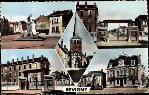 Ak Revigny Lothringen Meuse, Place de l'Hotel de Ville, Casernes des Gardes Mobiles, Eglise