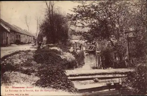 Ak Sissonne Aisne, Le Ruisseau de la Souche, Rue des Remparts