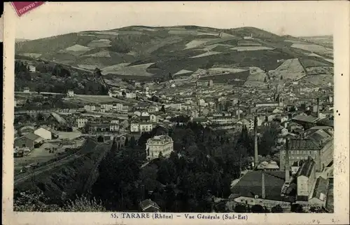 Ak Tarare Rhône, vue générale d'en haut, Sud Est, colline