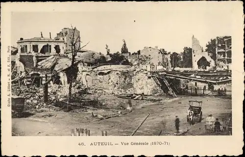 Ak Paris XVI., Auteuil, ruines, Vue générale