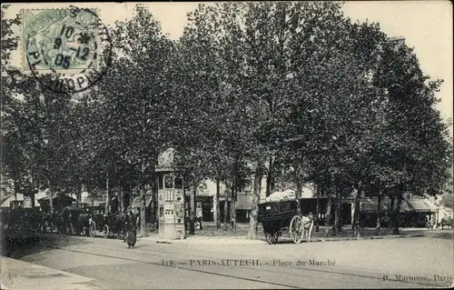 Ak Paris XVI., Place du Marché, carrefours, Litfaßsäule