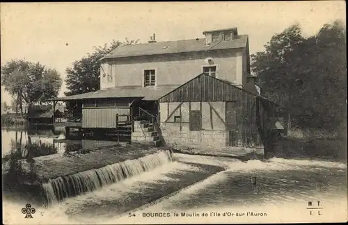 Ak Bourges Cher, Le Moulin de l'Ile d'Or sur l'Auron