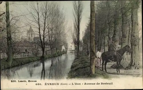 Ak Évreux Eure, L'Iton, Avenue de Breteuil