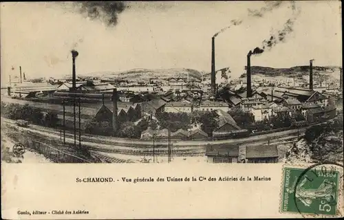 Ak St. Chamond Loire, Vue générale des Usines de la Compagnie des Aciéries de la Marine