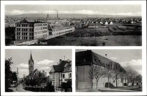 Ak Klein Auheim Hanau in Hessen, Panorama vom Ort, Kirche, Gebäude