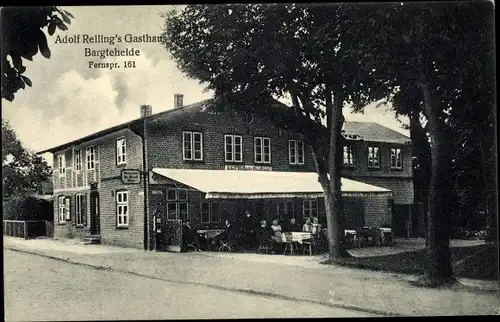 Ak Bargteheide in Schleswig Holstein, Adolf Relling's Gasthaus, Straßenansicht