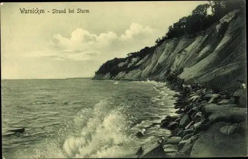 Ak Warnicken Ostpreußen, Strand bei Sturm