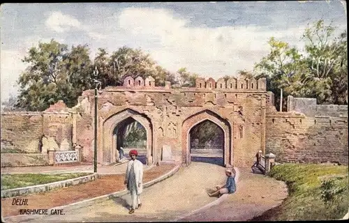 Künstler Ak Delhi Indien, Kashmere Gate, locals