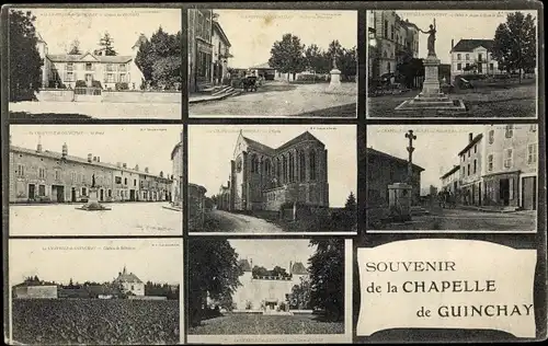 Ak Chapelle de Guinchay Saône et Loire, Denkmal, Kirche, Schloss