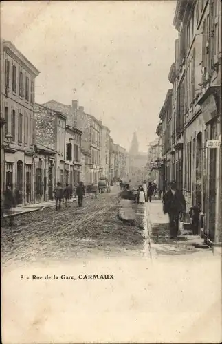 Ak Carmaux Tarn, Rue de la Gare