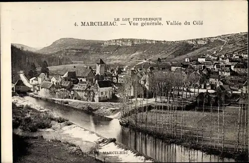 Ak Marcilhac Lot, Vue Generale, Vallee du Cele