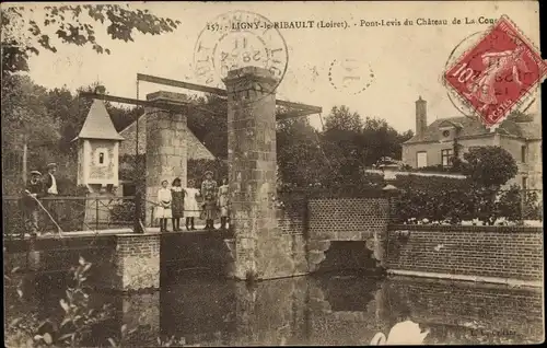 Ak Ligny le Ribault Loiret, Pont Levis du Chateau de La Court