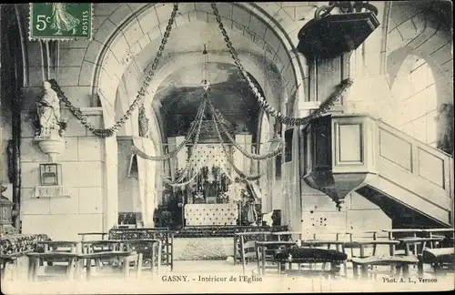 Ak Gasny Eure, Interieur de l'Eglise