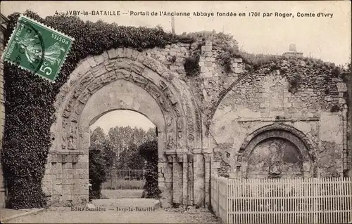 Ak Ivry la Bataille Eure, Ancienne Abbaye, Portail