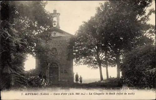 Ak Apinac Loire, La Chapelle St. Roch, effet de nuit