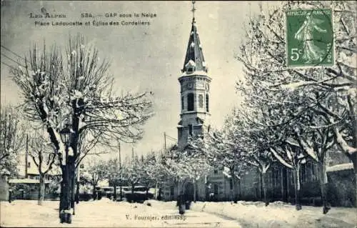 Ak Gap Hautes Alpes, Place Ladoucette et Église des Cordeliers