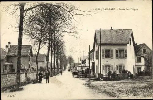 Ak Grandvillars Territoire de Belfort, Route des Forges, Café