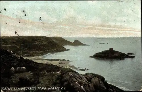 Ak Jersey Kanalinseln, Portelet Bay, Jauvrins Tomb