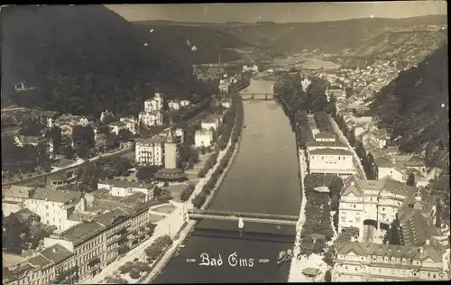 Foto Ak Bad Ems an der Lahn, Panorama vom Ort, Blick auf die Ems