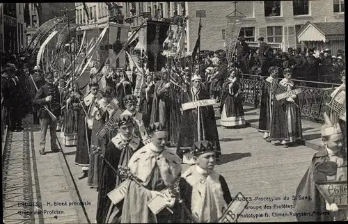 Ak Bruges Brügge Flandern Westflandern, La Procession du S. Sang, Groupe des Profêtes