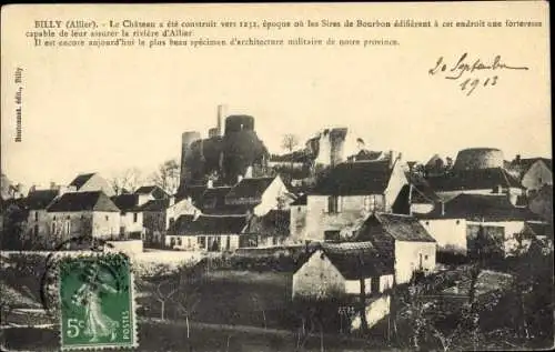 Ak Billy Allier, Château, Vue générale
