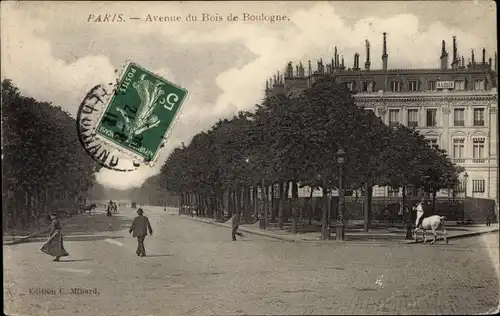 Ak Paris XVI., Avenue de Boulogne, cheval