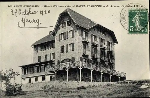 Ak Ballon d'Alsace Territoire de Belfort, Grand Hotel Stauffer et du Sommet