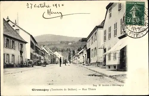 Ak Giromagny Territoire de Belfort, Rue Thiers