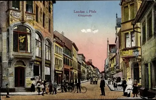 Ak Landau in der Pfalz, Königstraße, Wiener Cafe Kaiser Friedrich