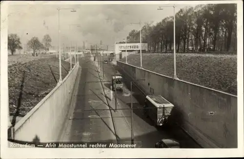 Ak Rotterdam Südholland Niederlande, Afrit Maastunnel rechter Maasoever