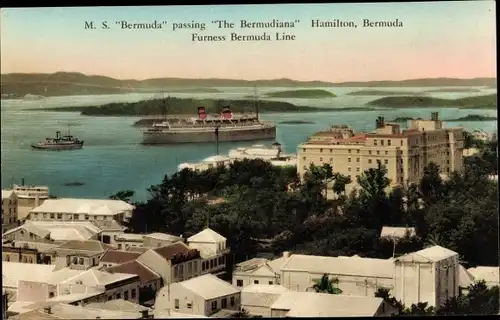 Ak Hamilton Bermuda, MS Bermuda passing the Bermudiana, Furness Bermuda Line
